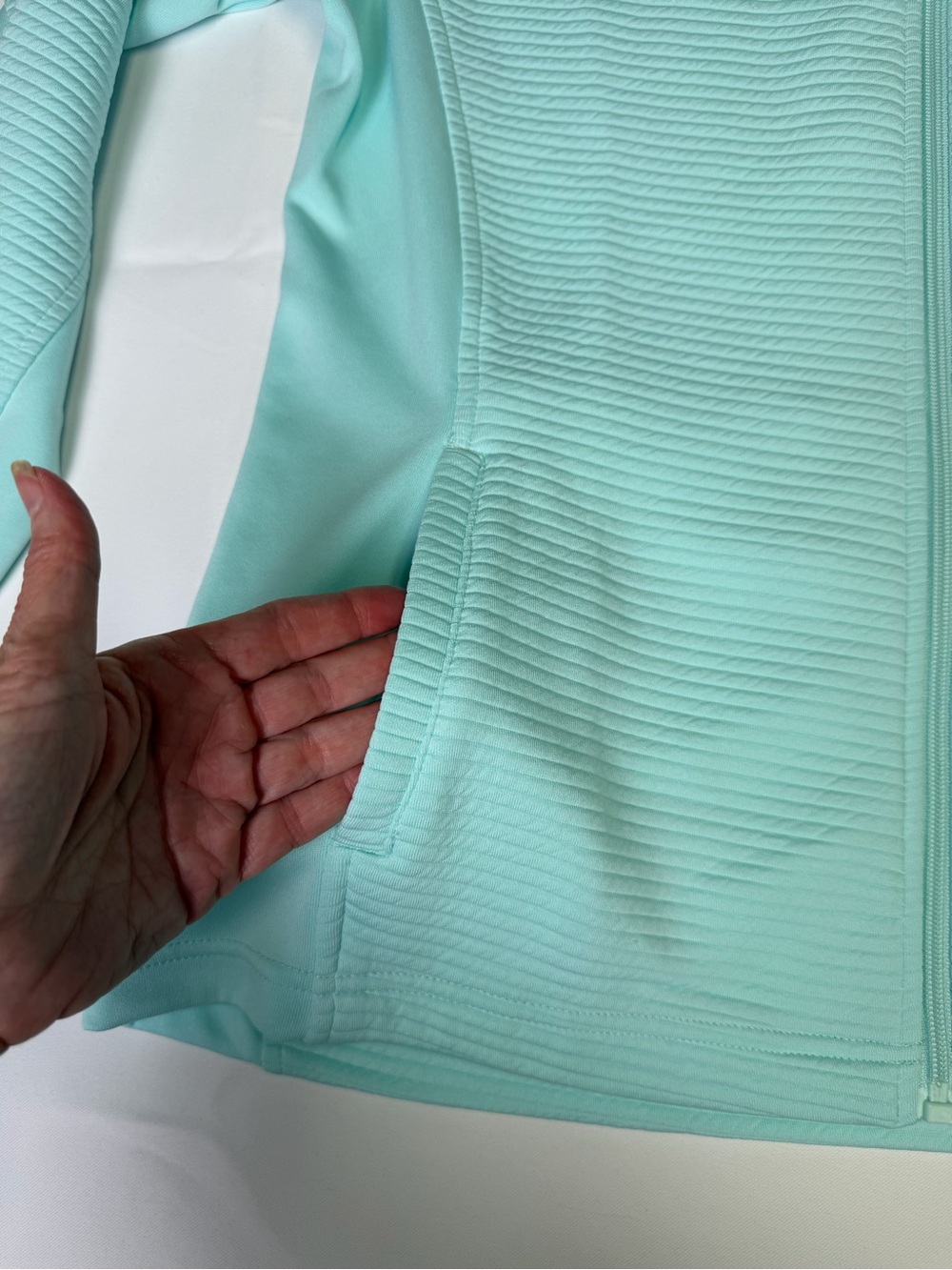 Pebble Beach light aqua Ribbed Performance Jacket - full zip - Picture 5 of 16
